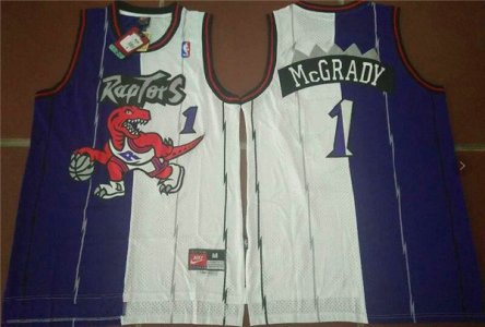 Maillot De Basket Toronto Raptors Tracy McGrady 1 Engrener Violet et Blanc Splits